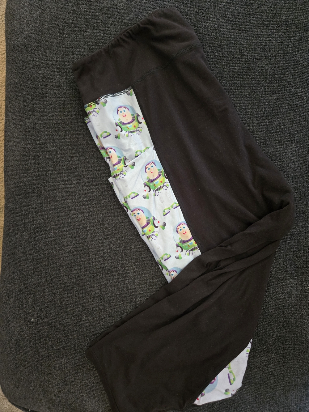 Black Legging Capris with Buzz Lightyear Accent